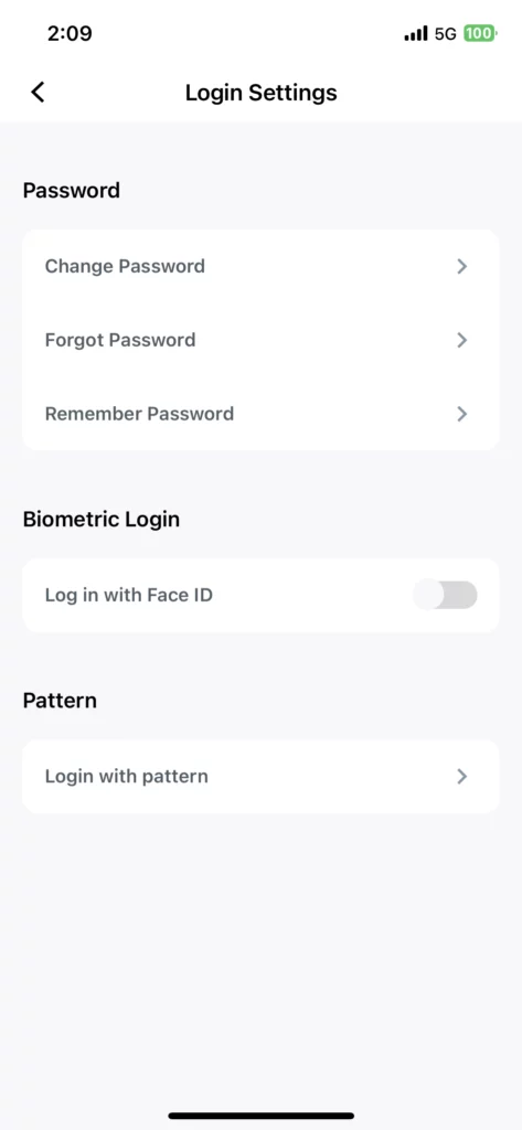 Opay mobile app login settings screen