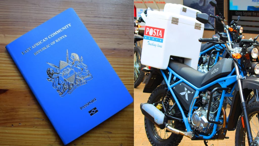 posta passport tracking in kenya. Image showing a motorcycle and a kenyan passport beside it